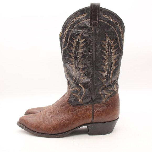 Tony Lama Brown and Black Cowboy Boots - Picture 4 of 9
